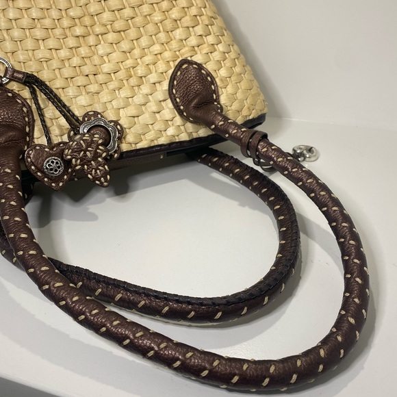 Brighton | Woven Straw Shoulder Bag with Leather Trim - Picture 7 of 9